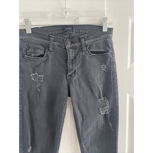 Hudson Women's 27 Krista Super Skinny Jeans Charcoal Gray Distressed Denim - Picture 2 of 6